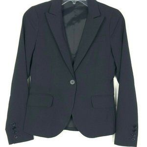 Theory Women's Size 10 Black Wool Blend One Button Blazer